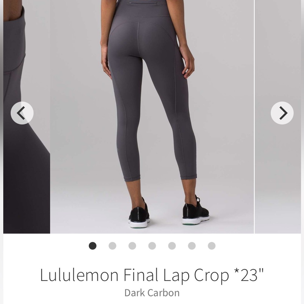Lululemon Final Lap 23” Crop Leggings Women's 10 Dark Carbon Grey Running Yoga